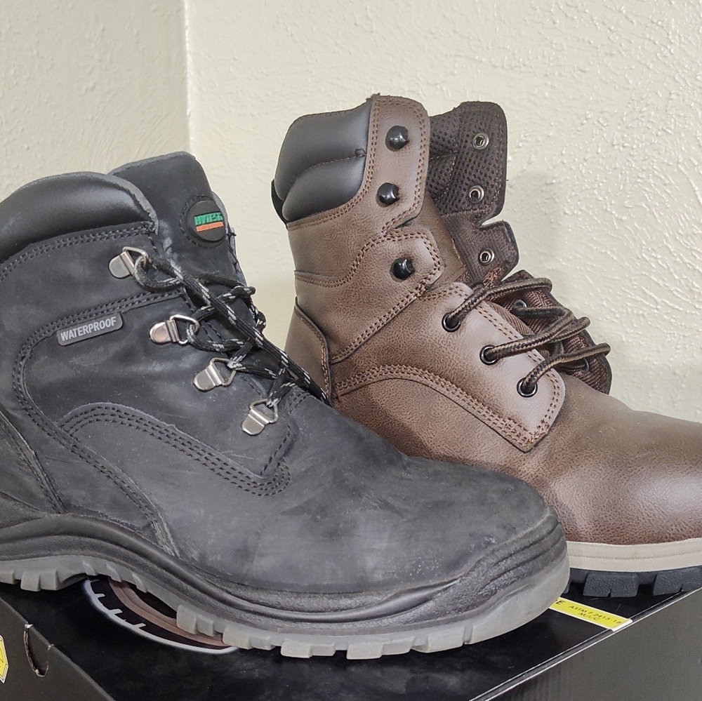 Boots and casual shoes size 9.5 .